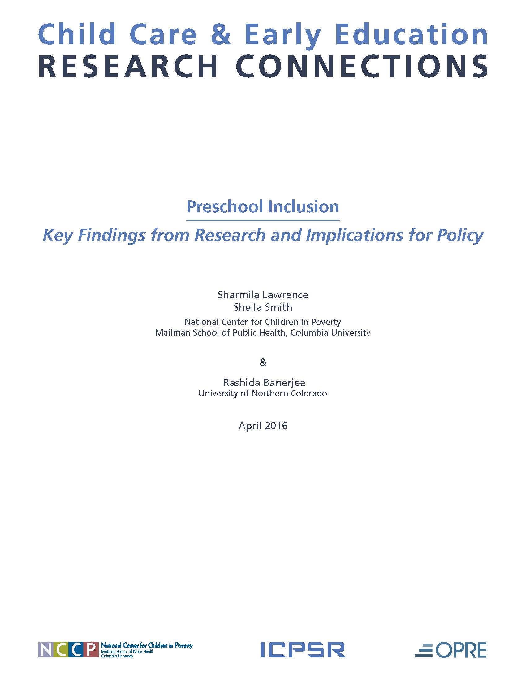 preschool inclusion key findings from research and implications for policy